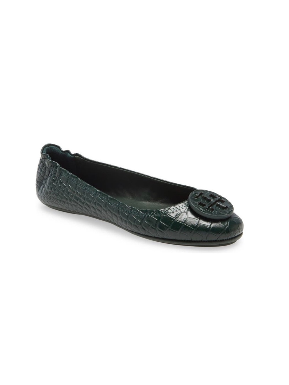 Tory Burch MINNIE TRAVEL BALLET FLAT, EMBOSSED LEATHER